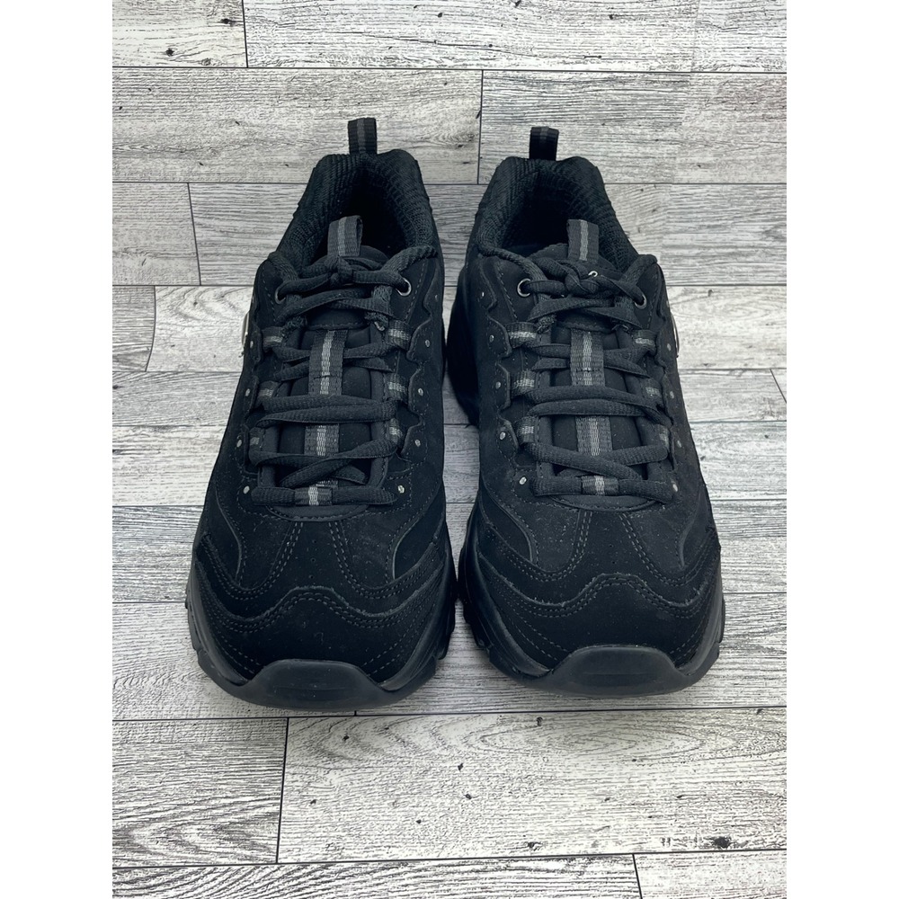 Skechers DLites Me Time Black Leather Sneakers 11949 Women Sz 8 Memory Foam